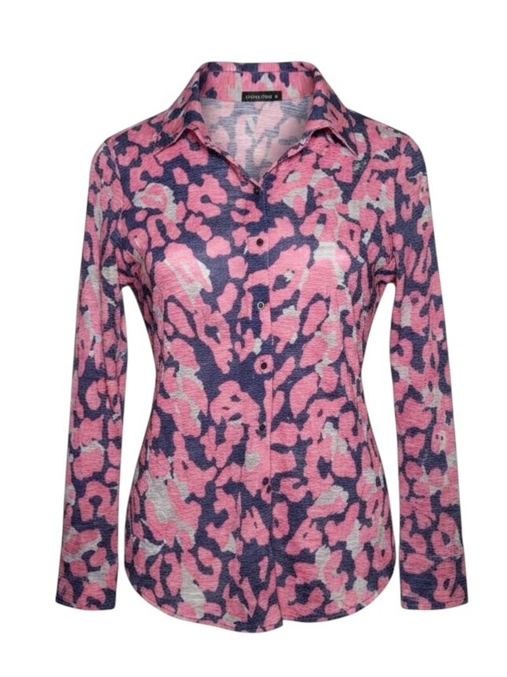 David Cline Crushed Coral Shirt Leopard Print Size Small